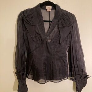 Karen Millen Sheer Charcoal Blouse